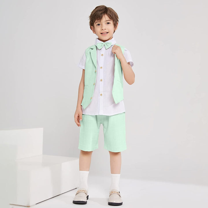 LOLANTA 4 STK.Kleinkind Junge Sommerhochzeit Kinderanzug,Festliche Anzüge Westen Set für Kinder, Som