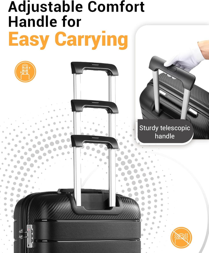 KONO Zwillingsrollen Reisekoffer TSA-Schloss 55cm Boardcase Trolley Koffer Polypropylen Hartschale R