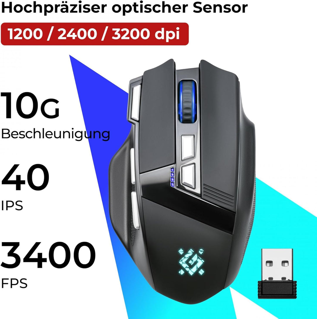 Defender Knight GM-885 Kabellose Gaming Maus, RGB Beleuchtung, 3200 DPI, 400 mAh Akku, 7 programmier
