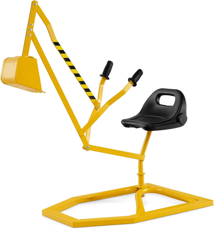 COSTWAY Sitzbagger 360° drehbar, Bagger zum Draufsitzen Metall, Bagger Sandkasten mit Schaufel & 2-H