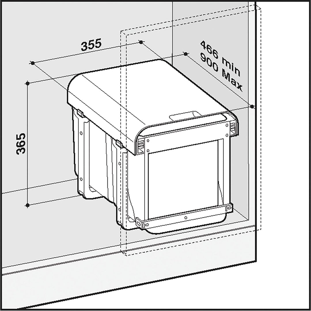 EKOTECH Einbau-Abfallsammler Ekko Front 40 1 x 16/2 x 8 Liter Kunststoff Grau Frontanbindung 1 x 16