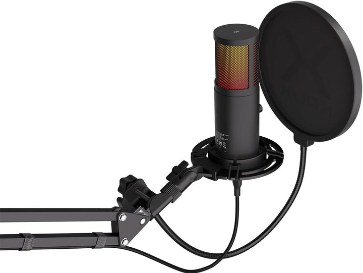 KRUX Edis 3000, Computermikrofon, Verstellbarer Arm, Poppschutzfilter, RGB-Hintergrundbeleuchtung, 3