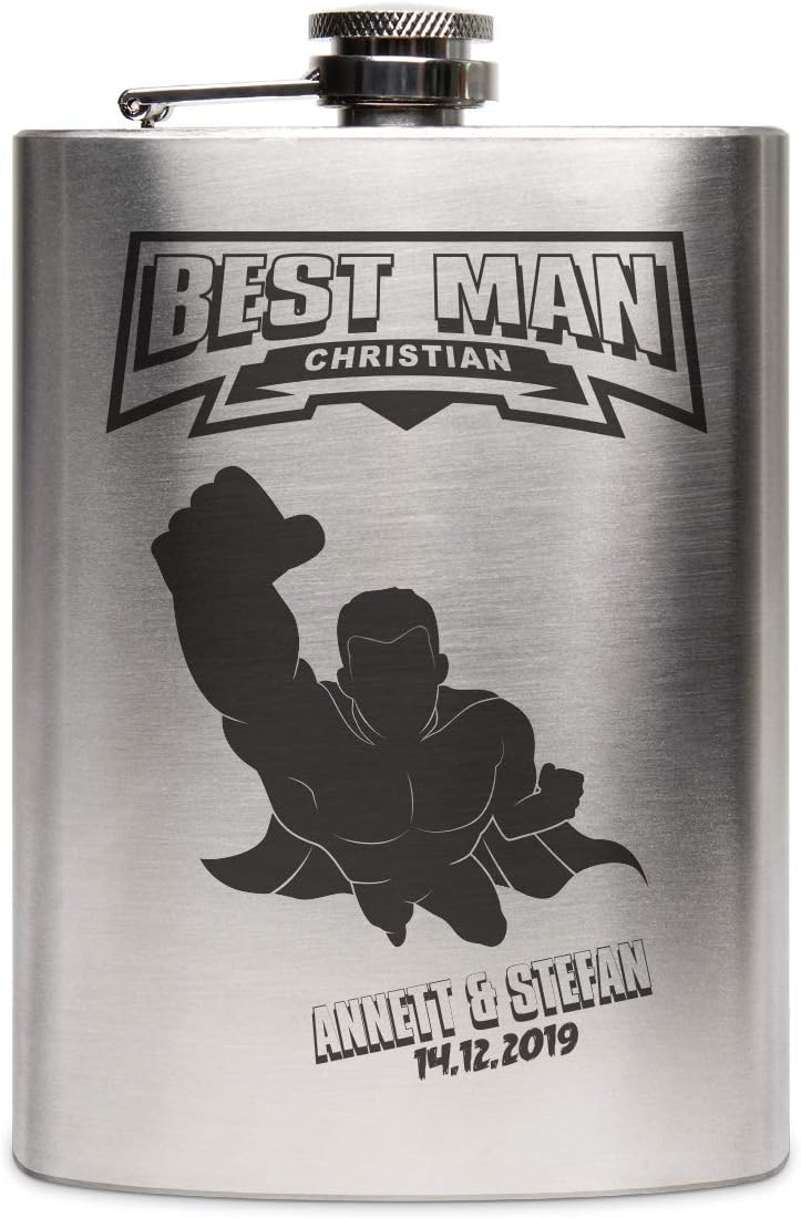 Flachmann Edelstahl 237 ml 8 oz individuelle Gravur Geschenk - Best Man, Best Man