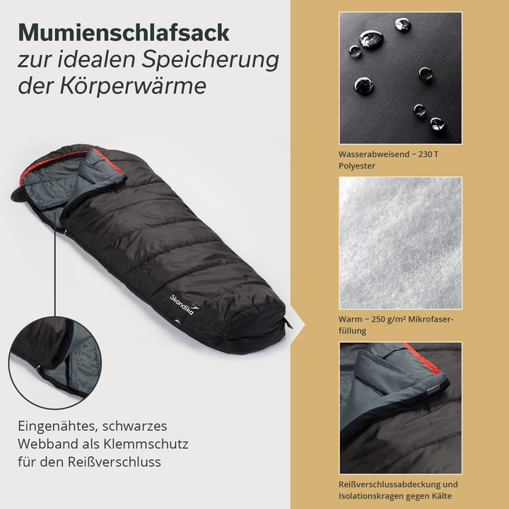 skandika Erwachsene Schlafsack Alaska (RV Links), Schwarz, M, RV Links