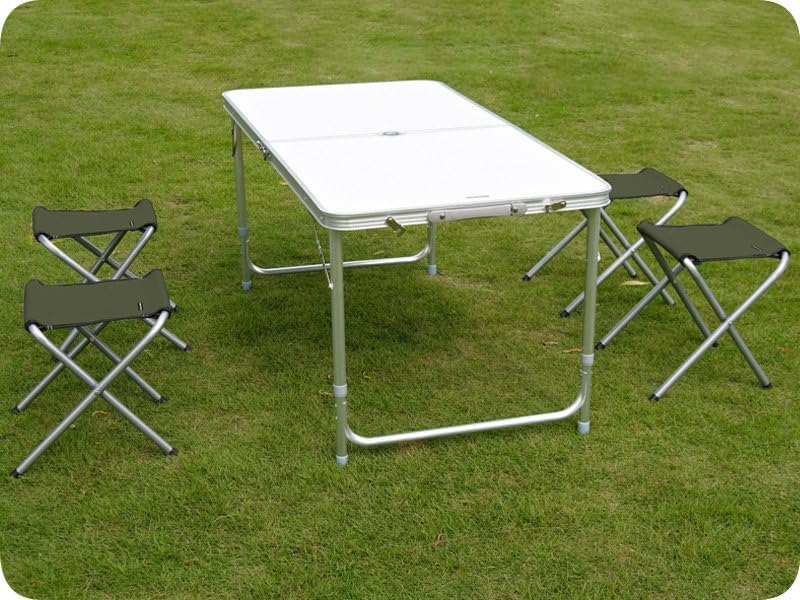 Campingtisch Klappbar Alu Campingtisch Set 120 X 60 X 69cm Klapptisch Mit 4 Alu Stühlen 60 x 120 x 6