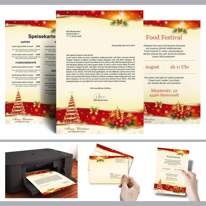 Briefpapier Sets Motivpapier Weihnachten Weihnachtsbriefpapier, BESINNLICHE WEIHNACHT 100 Blatt Brie