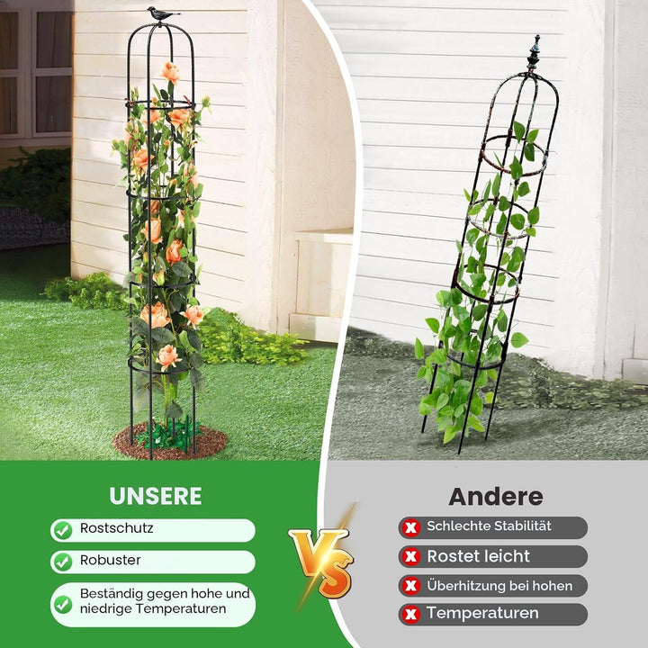 MQUPIN Rankhilfe Garten Obelisk Upgraded Turm Rosen Rankhilfe FüR 192cm, Durable U-FöRmige Obelisk R