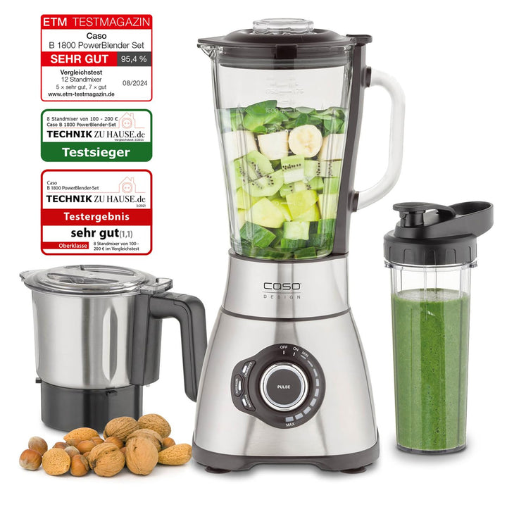 CASO B 1800 PowerBlender-Set - Standmixer, 28.000 U/min, Glasbehälter 1,75 L, inkl. Trinkflasche und