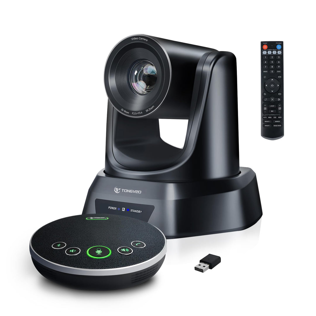 TONGVEO Konferenzraum-Kamera-System mit Bluetooth-Mikrofon, 3X 1080P 60fps USB PTZ Video-Kamera-Kit
