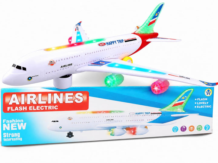 Bump and Go Flugzeug-Spielzeug, realistisches Flugzeugmodell mit 4D-Lichtern und Sound, bewegliches