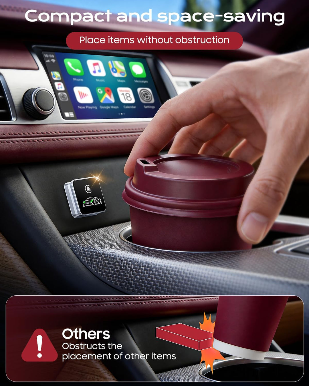 CarPlay Wireless Adapter, 2026 Upgrade entwickelt für CarPlay & Android Auto, Plug & Play, OTA-Updat