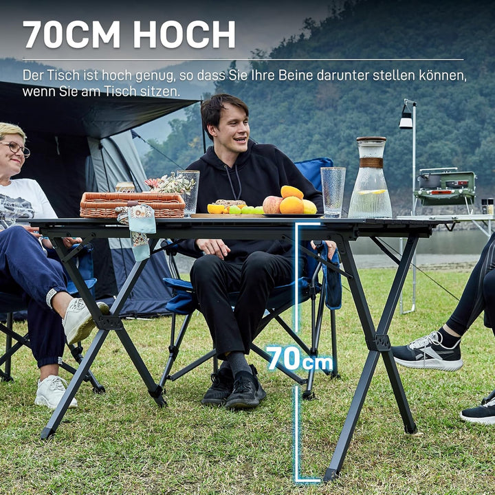 EVER ADVANCED Campingtisch Klappbar Aluminium 120X70CM Klapptisch 80KG Belastbar Aufrollbarer Tischp