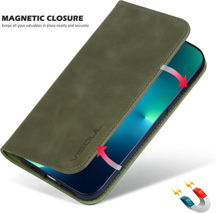 VISOUL Hülle für iPhone 13 Pro Handyhülle Schutzhülle TPU [Erstklassiges Echtleder] [Kartenfach] [Ma