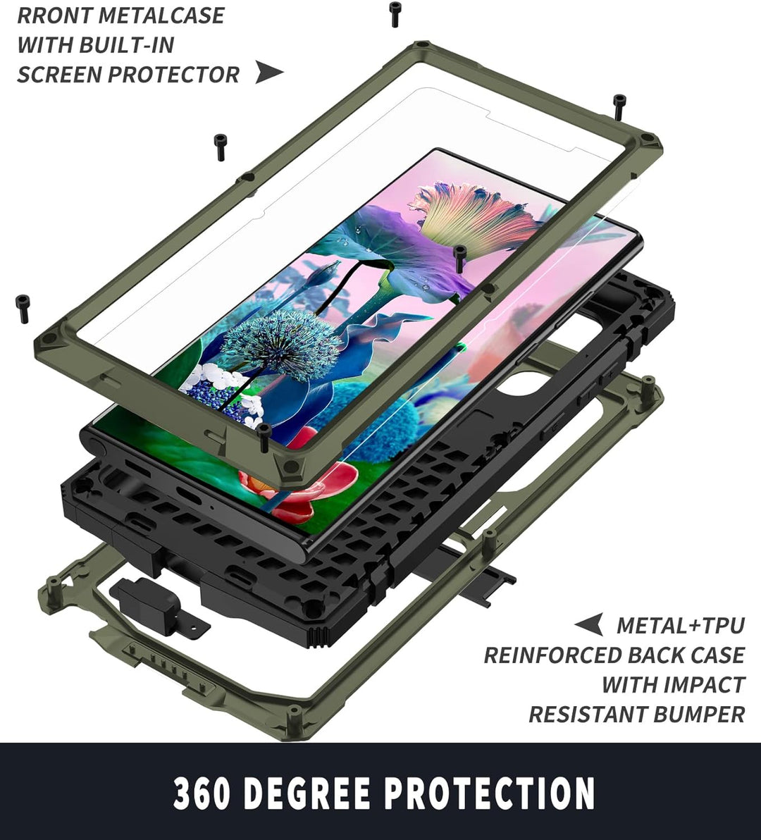 MIYIYQP Kompatibel mit Samsung Galaxy S23 Ultra 5G Metall hülle, Powerful Hybrid Schutz stossfest wa