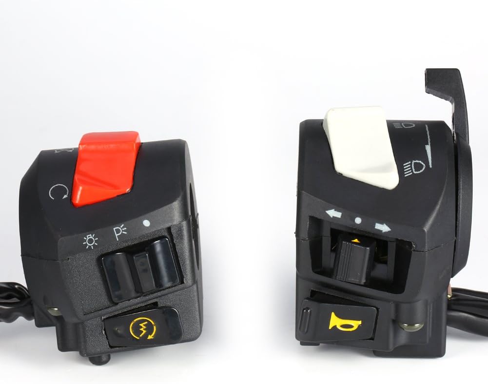 Qiilu 2x Universal 7/8 '' Motorrad Lenker Schalter, Wasserdichte Motorrad Scheinwerfer Blinker Horn