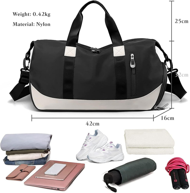 FANDARE Damen Reisetaschen Duffle Bag Nylon Sporttasche Faltbare Sporttasche Weekender Übernachtung