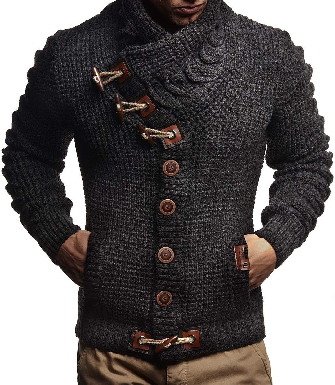Leif Nelson Herren Strickjacke mit Knöpfen in Regular Fit, Männer Cardigan in Langarm Design, ideal