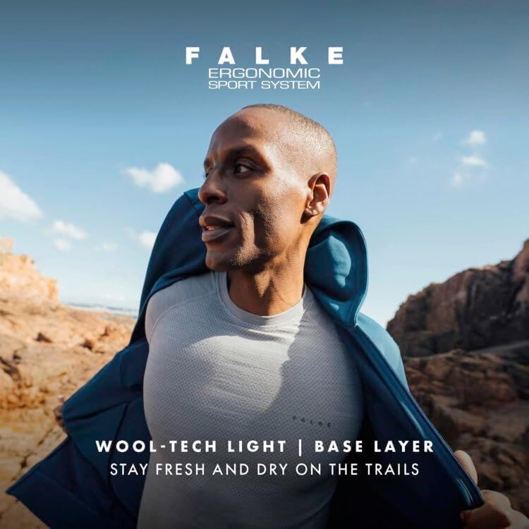 FALKE Herren Wool-Tech Light Round Neck Funktionsshirt Langarm warme und kalte Temperaturen Funktion