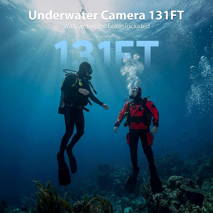 Actioncam 4K 60FPS WiFi Unterwasserkamera 40MP 40 Meter wasserdicht mit Touchscreen, 170° Weitwinkel