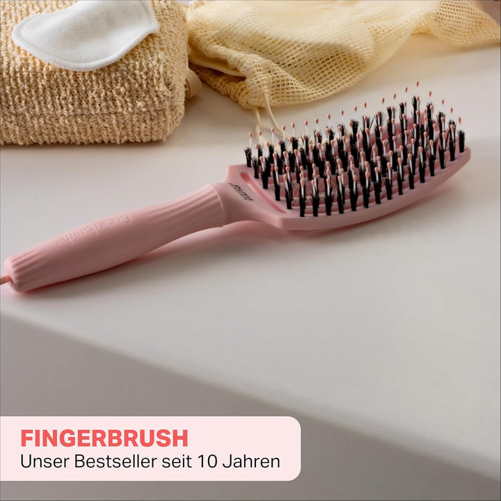 Olivia Garden Fingerbrush Care Iconic - Medium - Pastellrosa - Entwirrende Haarbürste mit Wildschwei