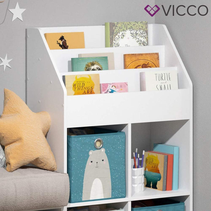 Vicco Kinderregal Luigi Weiss Spielzeugablage Bücherregal Aufbewahrungsregal Comic Regal für Kinder