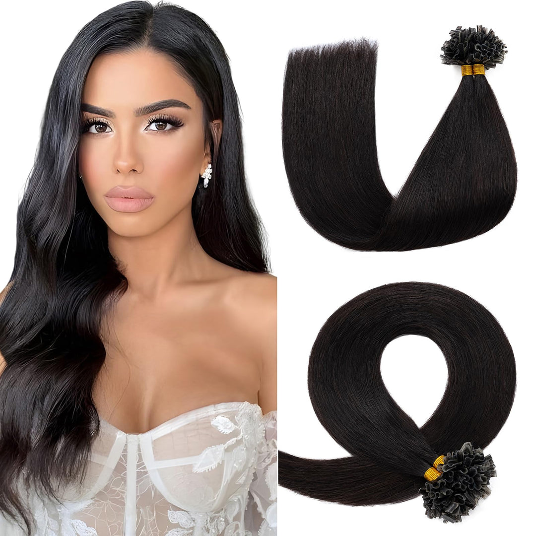 Elailite U-Tip Echthaar Bonding Extensions Keratin Haarverlängerung Haar für Mädchen 200 Strähnen 22