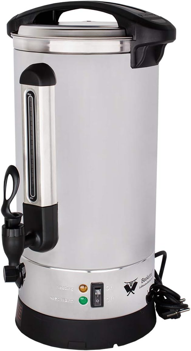 Beeketal 'BGWK10' Gastro Glühweinkocher 10 Liter Volumen mit Füllstandskala, Anit-Tropf Zapfhahn und