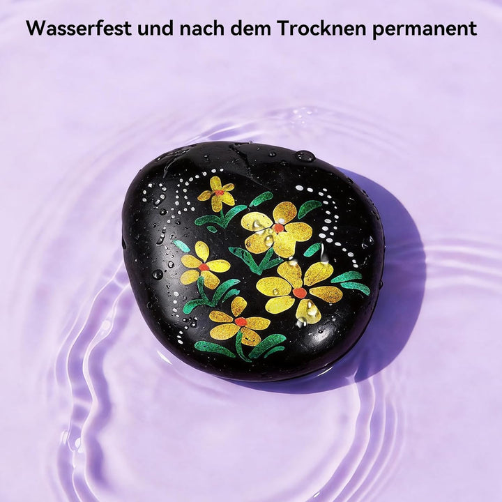 Arrtx Metallic-Acrylfarbstifte, 30 Farben wasserfeste Acrylmarker zum Bemalen von Steinen, Keramik,