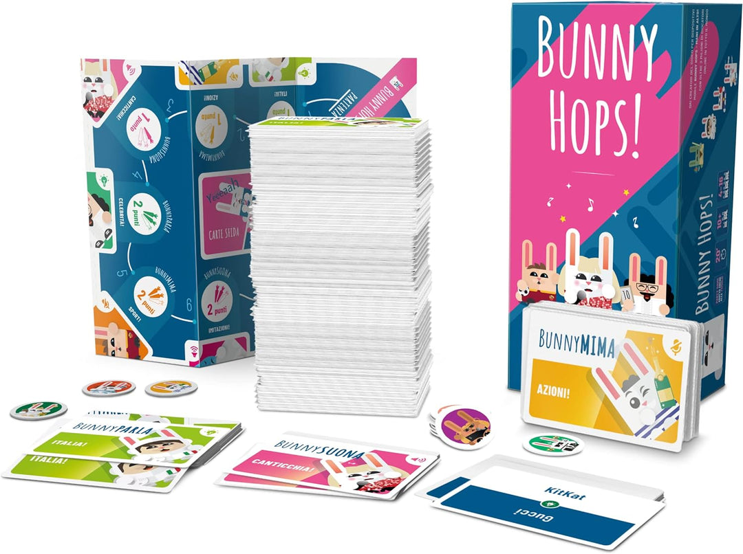 Asmodee Bunny Hops, Brettspiel, Partyspiel, 4-16 Spieler, ab 14 Jahren, italienische Ausgabe