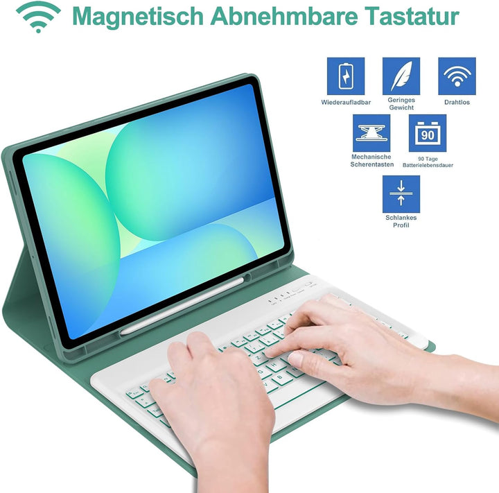 IVEOPPE Hülle mit Tastatur für Samsung Galaxy Tab S10 FE+ 13.1 Zoll, Deutsches QWERTZ-Layout, Tastat