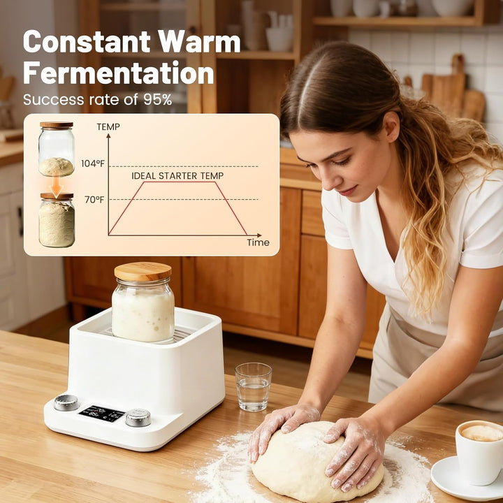 Sauerteig Starter Warmer,198 Stunden Timer,Gleichmässig Erhitzt，Einstellbare Temperatur 70-104°F,Sau