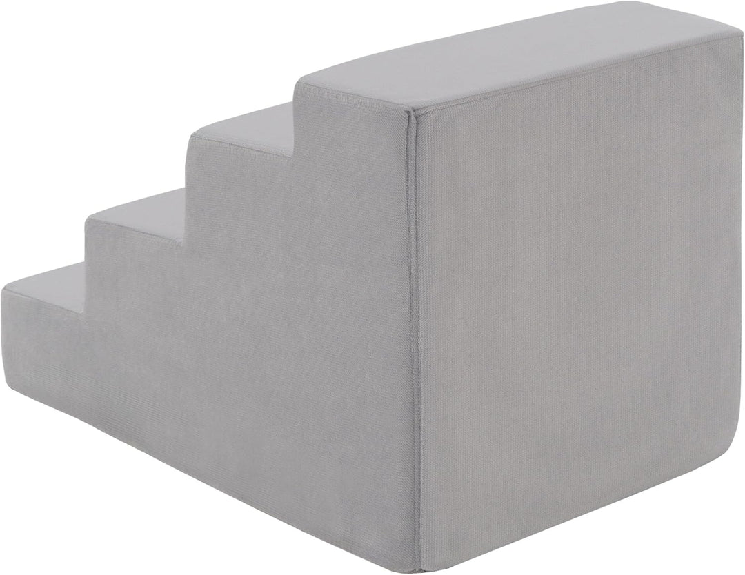 Hundetreppe mit 4 Stufen Katzentreppe Haustiertreppe Einstiegshilfe Schaumstoff (Farbe: grau), grau