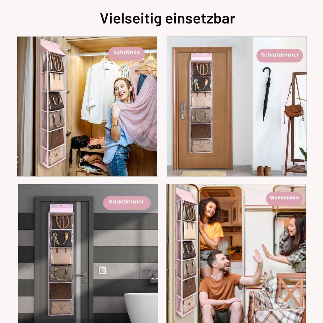 Lirex Geldbörsen-Organizer, 6 Taschen Handtaschen-Organizer mit Reissverschluss zum Aufhängen, für S