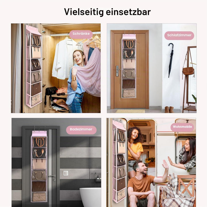 Lirex Geldbörsen-Organizer, 6 Taschen Handtaschen-Organizer mit Reissverschluss zum Aufhängen, für S