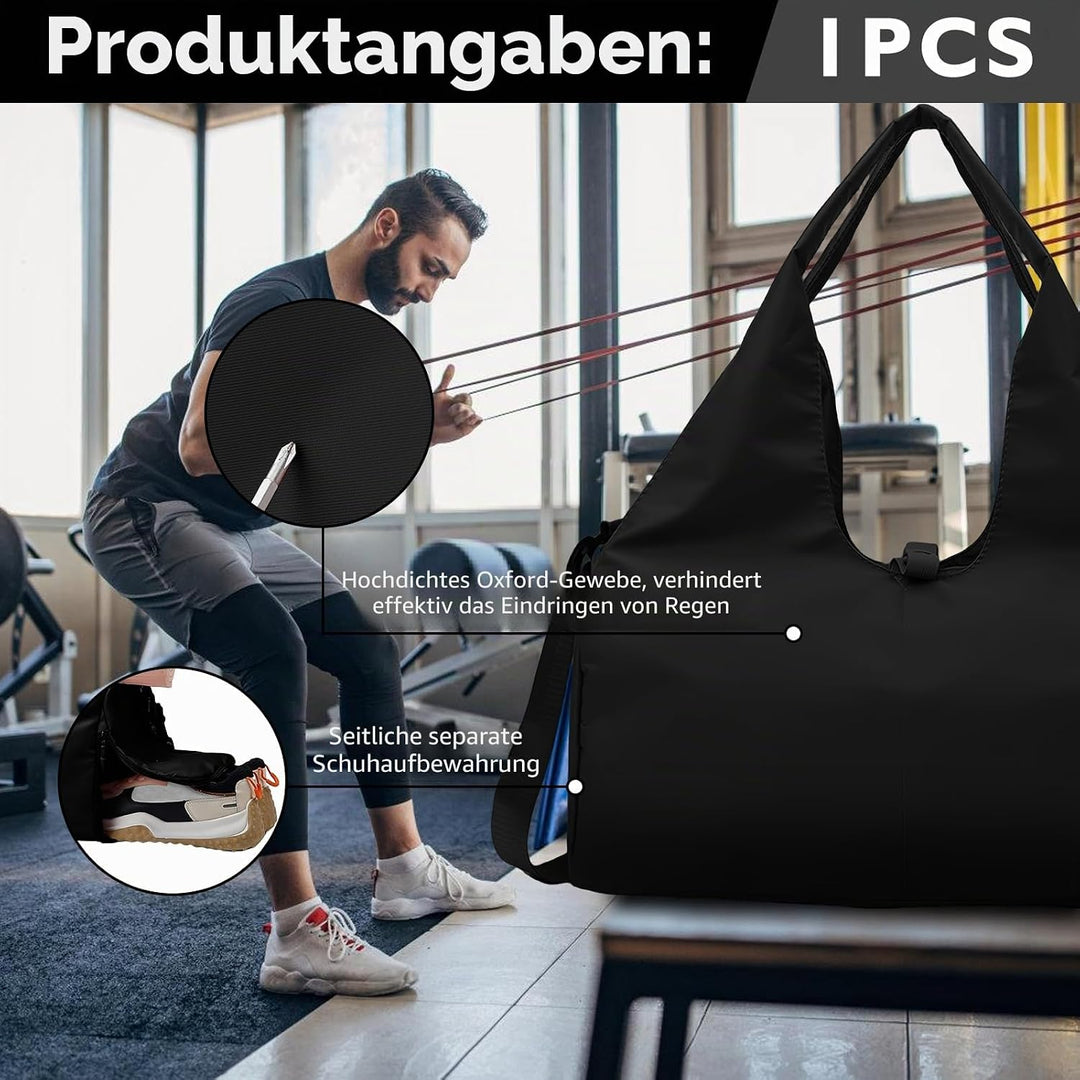 30L Grosse Schwarze Yogatasche: Wasserdicht Tragetasche Yogatasche, Sporttasche Damen, Sporttasche R