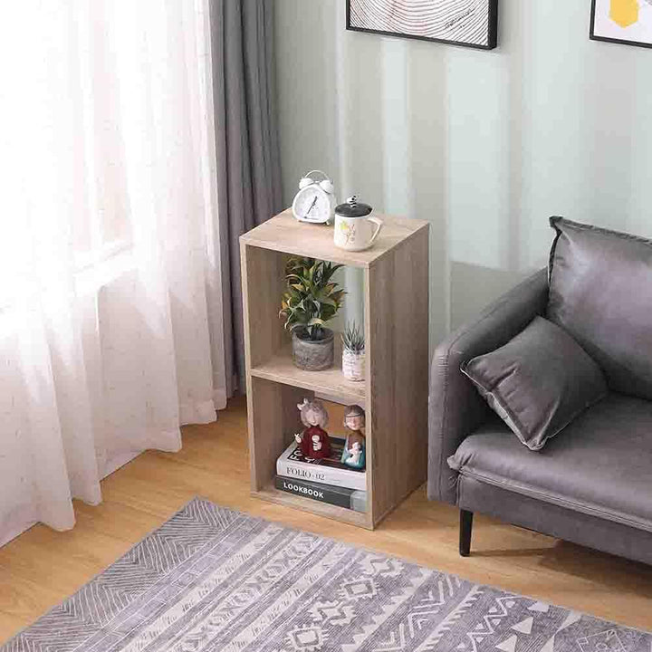 Etnicart - Doppelwürfel Aufbewahrungsbox Bücherregal Eiche 35x30x70cm MDF Holz Regal Design Büro Ein