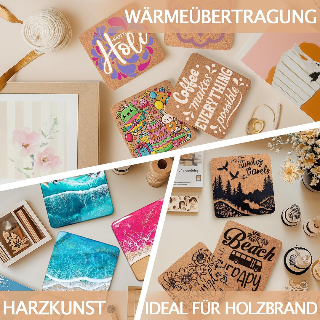 60 Stück Korkuntersetzer für Getränke, GOH DODD Saugfähige Blanke Untersetzer für Deko, Geeignet für