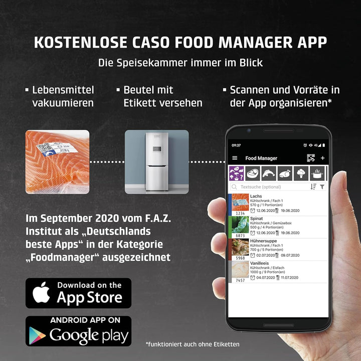 CASO Profi- Folienrollen 28x600 cm / 2 Rollen, für alle Vakuumierer, BPA-frei, sehr stark &amp; reissfes
