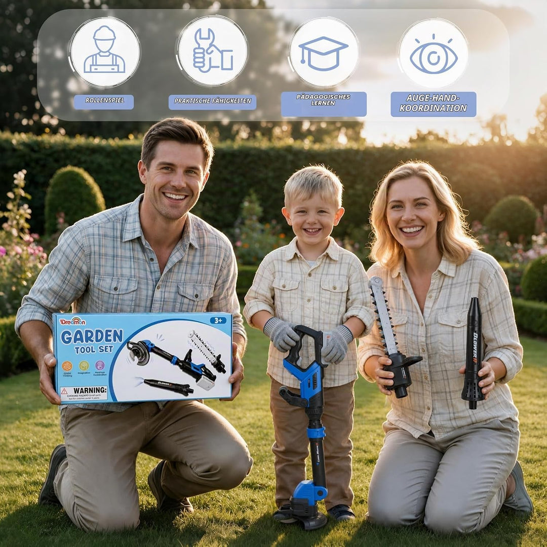 Rasenmäher Kinder, Laubbläser Kinder &amp; Kettensäge Kinder - Blau