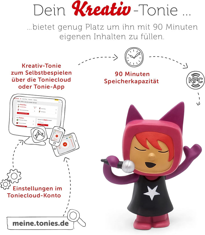 tonies Hörfigur für Toniebox, Kreativ Sängerin, zum selbst Bespielen, 90 Minuten Speicher für eigene