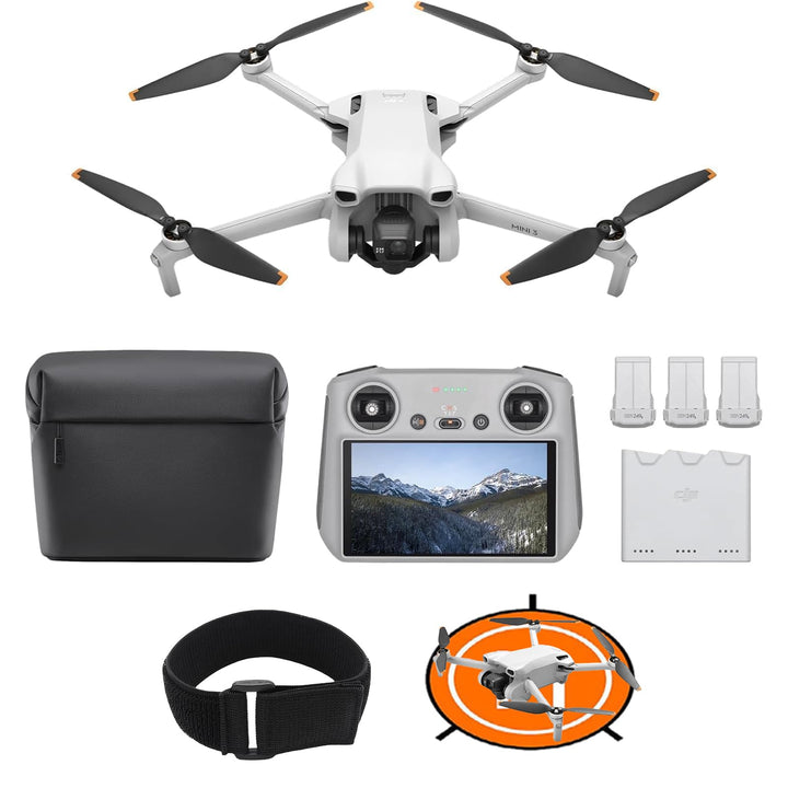 DJI Mini 3 Fly More Combo (DJI RC) – Leichte und faltbare Mini-Kameradrohne mit 4K HDR-Video, 3 Batt