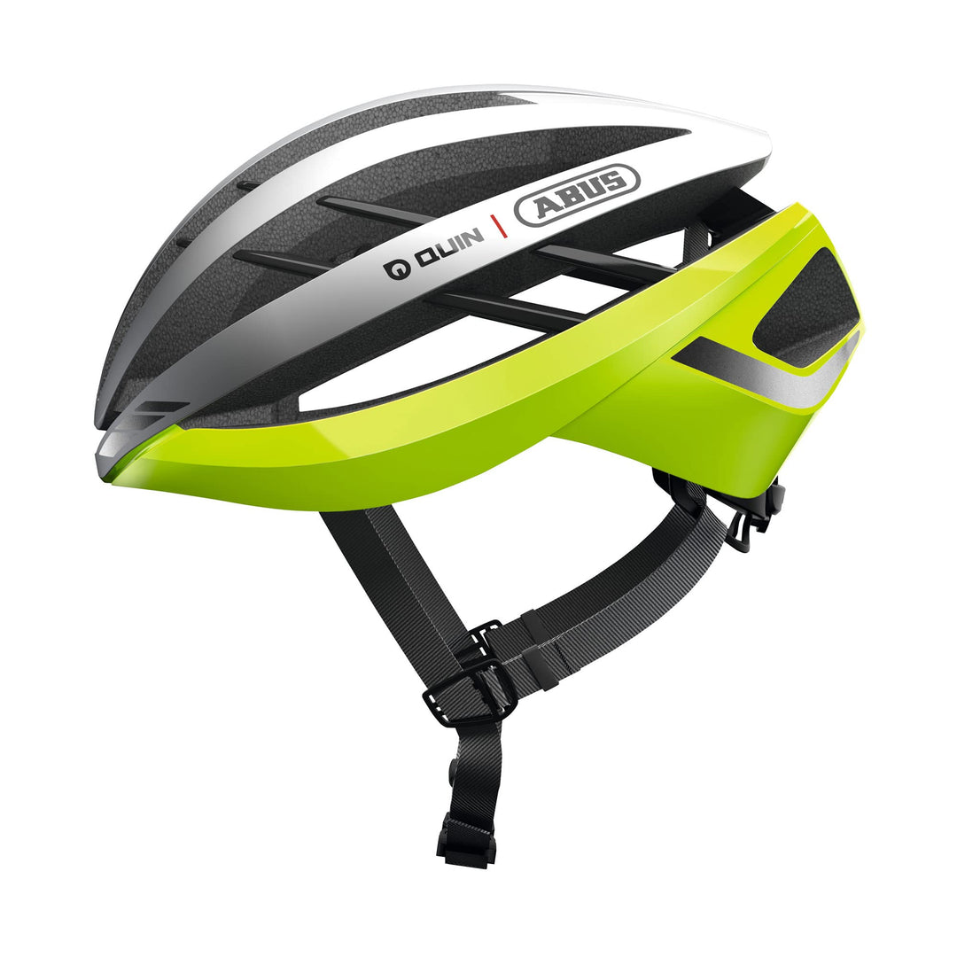 ABUS Rennradhelm Aventor Quin - Smarter Fahrradhelm mit Crash-Erkennung und SOS-Alarm-System - für D