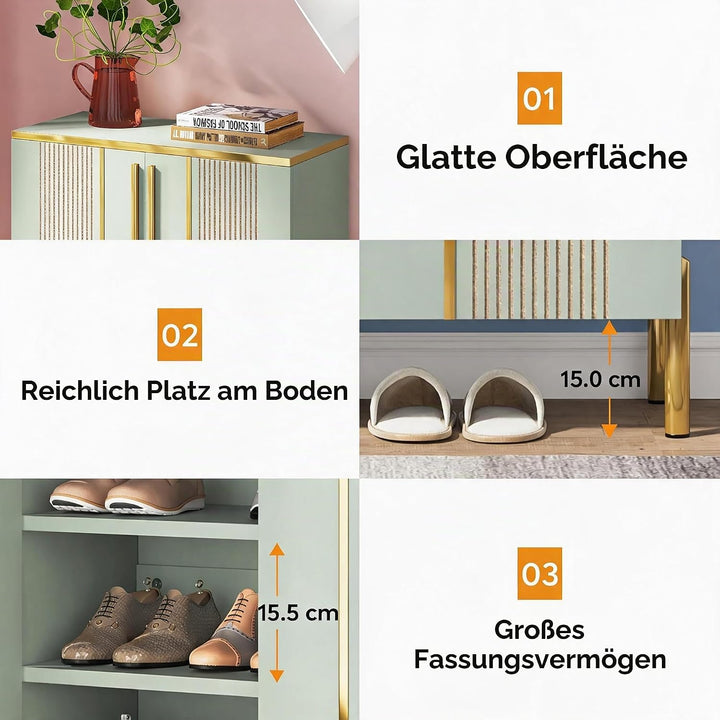 LITTLE TREE Schuhschrank, 5-stufiger Schuhschrank mit 2 Türen, freistehender Schuhregal Schuhkommode