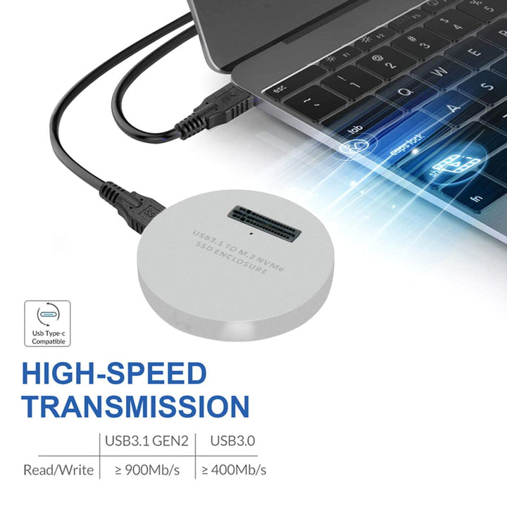 Cablecc USB 3.1 USB-C zu NVME M-Key M.2 NGFF SSD Externer PCBA-Konveteradapter Vertikaler Typ Silber