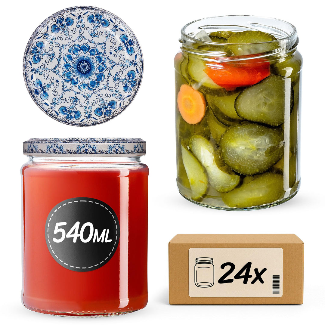 KADAX 24er Set Einmachgläser 540ml TO82, Sturzgläser Mason Jar mit Schraubdeckel, Luftdichte Twist-o