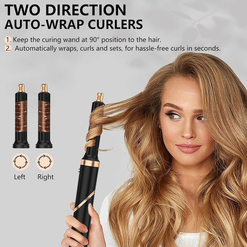 TANSHINE 5 in 1 Hairstyler Auto Air Styler Set, Leicht und Faltbar Haarstyler Heissluftbürste Fföhnb