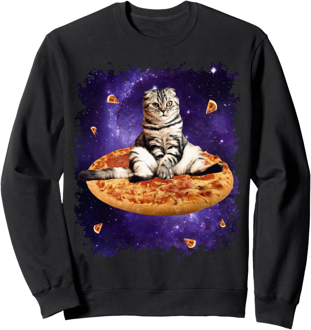 Weltraum Pizza Katze Sweatshirt