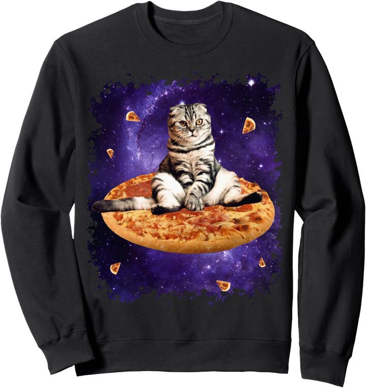 Weltraum Pizza Katze Sweatshirt