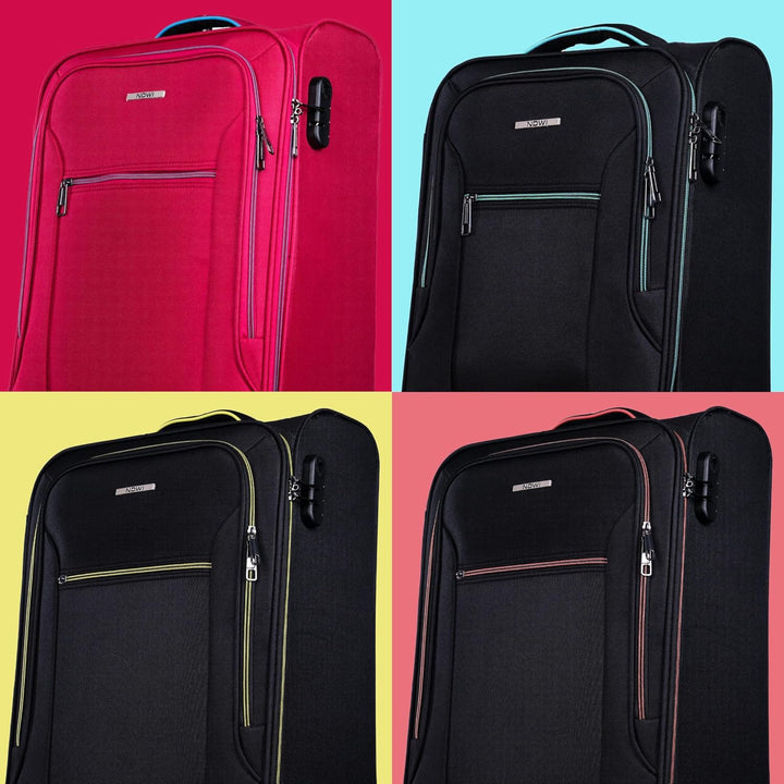 NOWI Sevilla Weichschalen Trolley L – Mittelgrosser Stoff Koffer 50L mit 4 Rollen &amp; Zahlenschloss |
