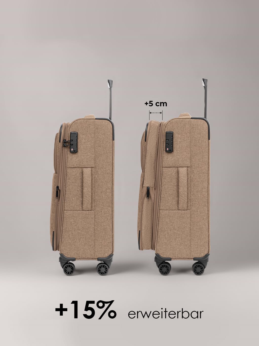REDOLZ MEDIUM Weichschalen Koffer für Männer & Frauen | leichter Trolley 67 cm mit 4 Doppelrollen &